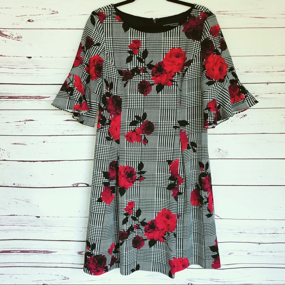 Jessica Howard Houndstooth and Floral Rose Dress Size 14 - Picture 5 of 5